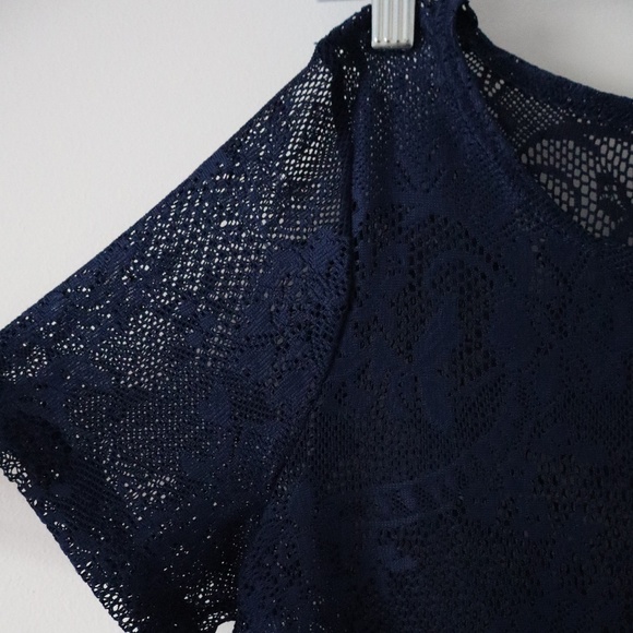 Navy Lace Tunic Dress - Picture 2 of 4